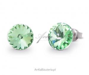 Kolczyki srebrne swarovski candy studs w kolorze chrysolite.