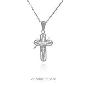 Krzyżyk srebrny satynowany jezus na krzyżu