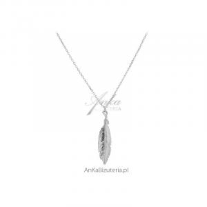 Modna biżuteria srebrna - naszyjnik piórko 42 cm modna biżuteria srebrna
