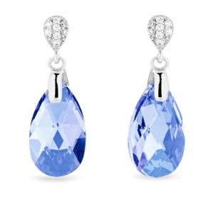Kolczyki srebrne dainty drop w kolorze light sapphire