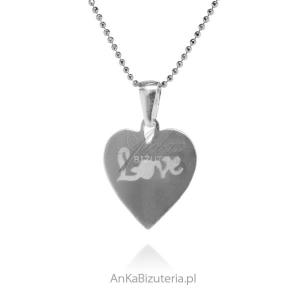 Zawieszka srebrna serce z love