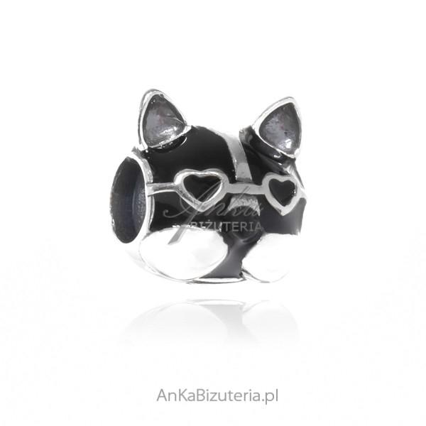 Zawieszka srebrna charms - mops