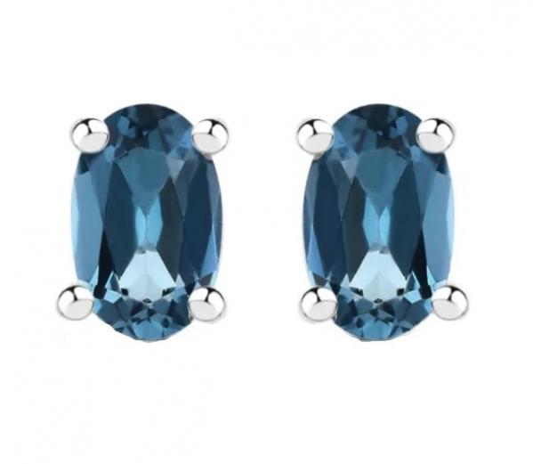 Kolczyki srebrne sztyfty z topazem london blue