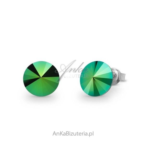 Kolczyki srebrne swarovski candy studs w kolorze scarabeus green