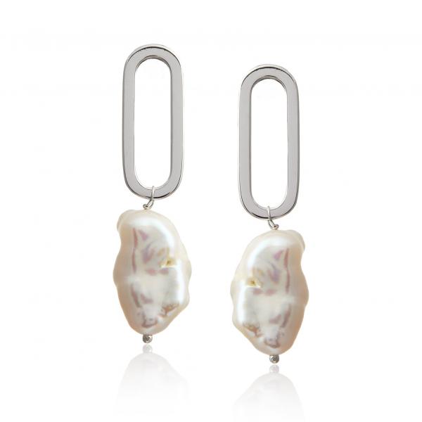 Kolczyki srebrne z barokową perłą pearl sculpt