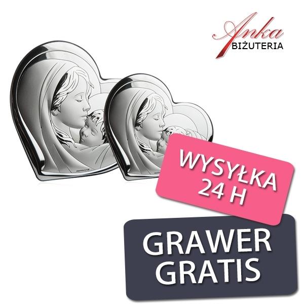 Obrazek srebrny madonna z dzieciątkiem - trzy rozmiary! , wielkość pamiątki - 11cm x 9,6cm