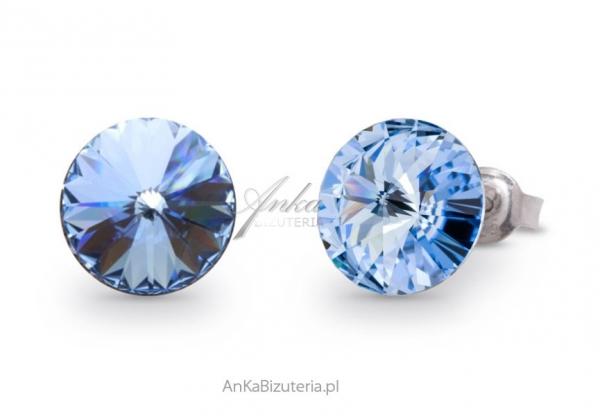 Kolczyki srebrne swarovski candy studs w kolorze light sapphire.