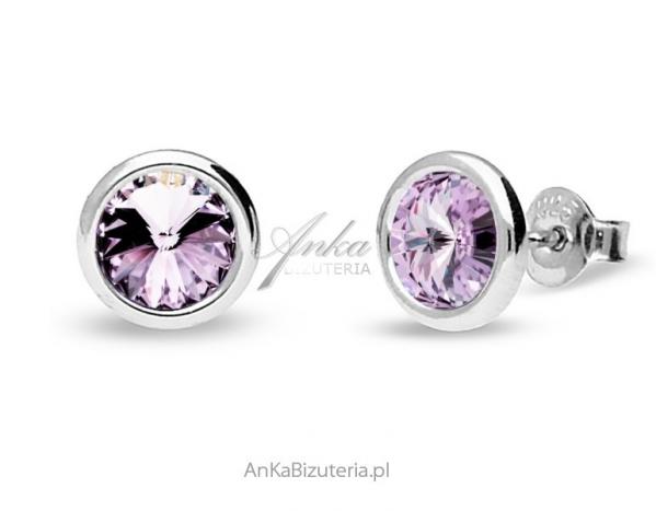 Kolczyki srebrne swarovski tiny bonbon studs w kolorze violet.