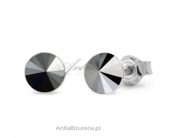 Kolczyki srebrne swarovski candy studs w kolorze jet hematite.