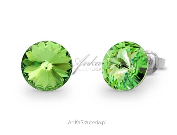 Kolczyki srebrne swarovski candy studs w kolorze peridot.