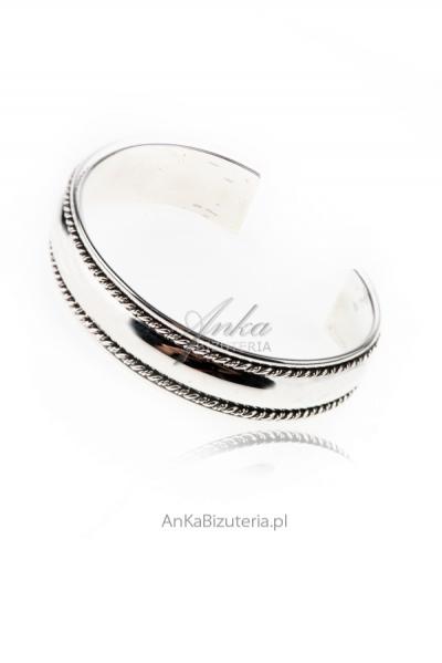 Srebrna bransoletka szeroka typu bangle