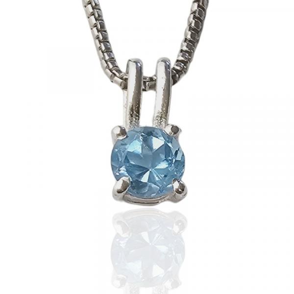 Zawieszka srebrna z naturalnym niebieskim swiss blue topaz