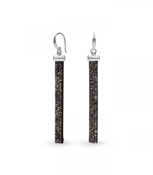 Srebrne kolczyki z kryształami swarovski stripe metallic silver
