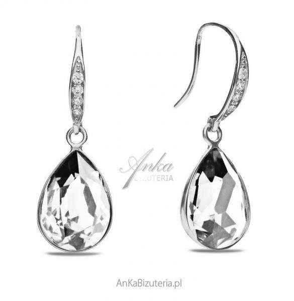 Kolczyki srebrne z kryształami swarovski classy pear w kolorze crystal