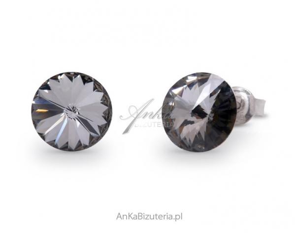 Kolczyki srebrne swarovski candy studs w kolorze silver night.