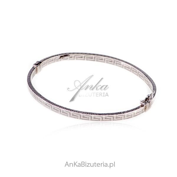 Bransoletka srebrna z greckim wzorem -typu bangle