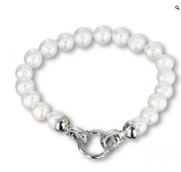 Piękna bransoletka z pereł w stylu lat 50 z okrągłym zapięciem coco chanel