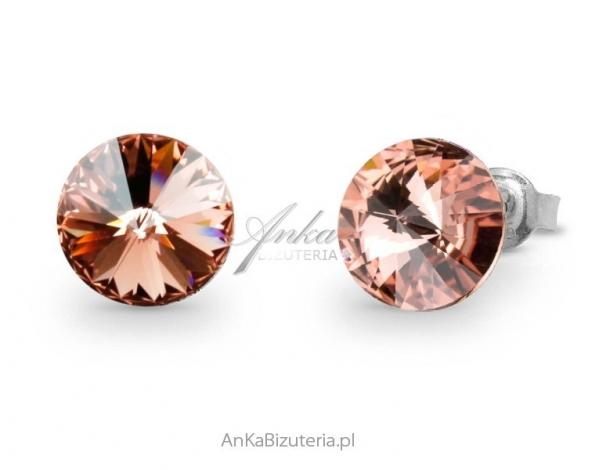 Kolczyki srebrne swarovski candy studs w kolorze blush rose.