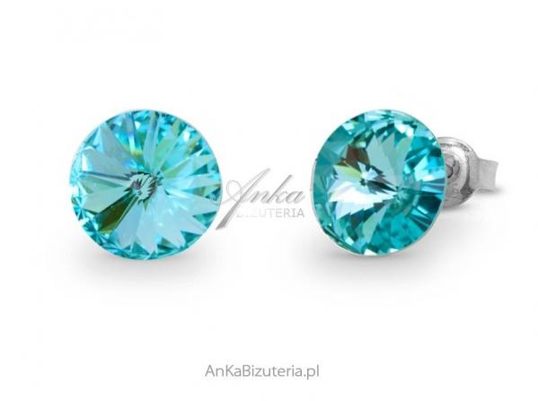 Kolczyki srebrne swarovski candy studs w kolorze light turquoise.