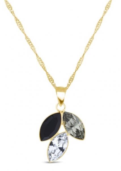 Naszyjnik srebrny pozłacany z ekskluzywnych kryształów w kolorach black diamond, crystal i jet.