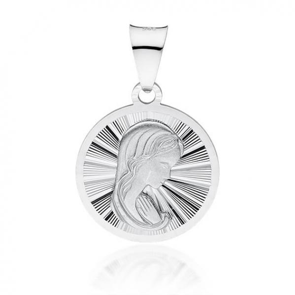 Medalik srebrny diamentowany matka boska / madonna