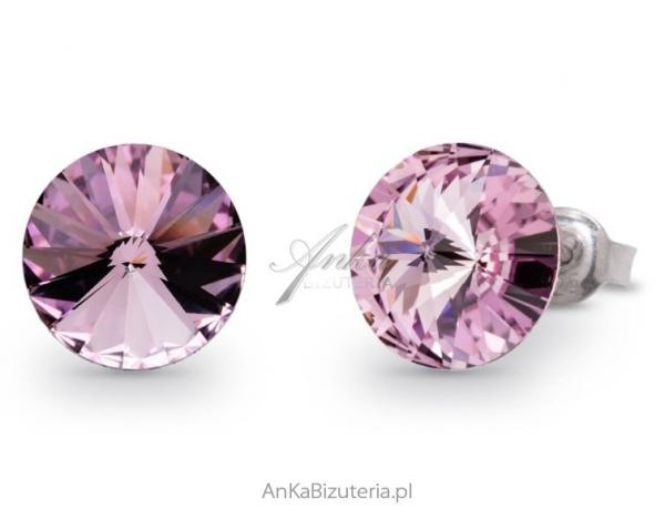 Kolczyki srebrne pr. 925 swarovski candy studs w kolorze light amethyst.