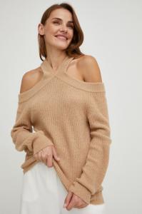Answear Lab sweter z wełną damski kolor brązowy