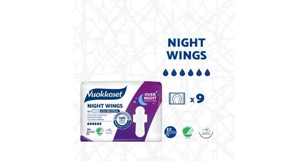 Podpaski ze skrzydełkami na noc WHITE NIGHT WINGS, 9 sztuk