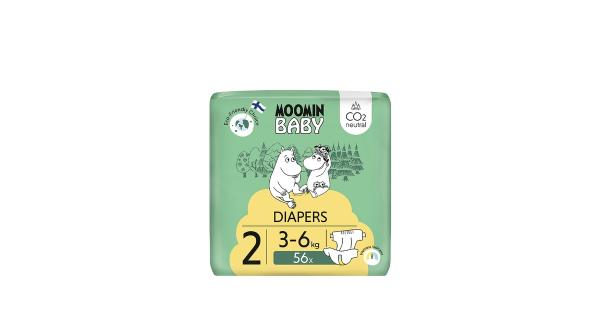Pieluszki ekologiczne dla niemowląt, Newborn 2 (3-6 kg), 56 sztuk