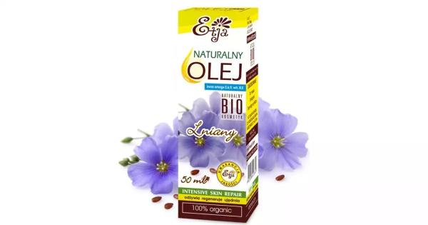 Naturalny olej lniany BIO (kwas omega-3,6,9, witamina B,E), 50 ml