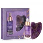 CRYSTALLOVE Crystalized set: serum do twarzy + płytka do masażu gua sha - ametyst