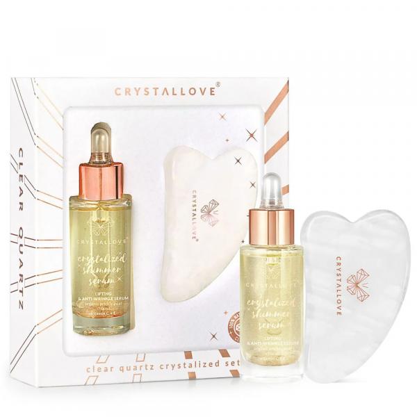 CRYSTALLOVE Crystalized set: serum do twarzy + płytka do masażu gua sha - kryształ górski