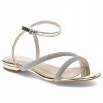 Złote Sandały Bayla Eleganckie Płaskie Buty