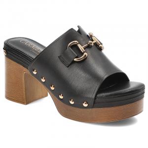 Czarne Klapki Carmela Stylowe Obuwie Damskie