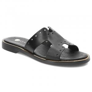 Czarne Klapki Armodo Modne Buty Damskie