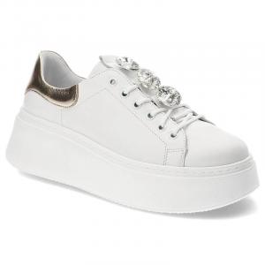 Białe Sneakersy Damiss Modne Skórzane Buty