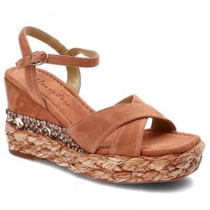 Pomarańczowe Sandały Alma En Pena Eleganckie Buty Na Koturnie