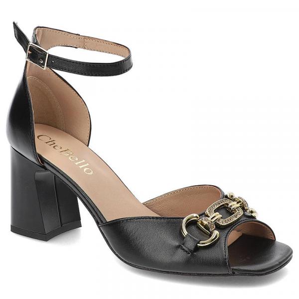 Czarne Sandały Chebello Eleganckie Buty Na Słupku