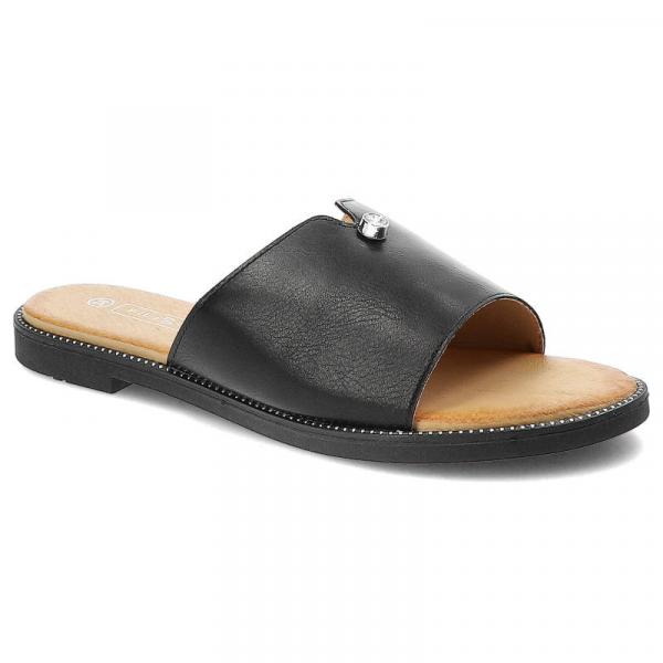 Czarne Klapki Filippo Eleganckie Buty Damskie
