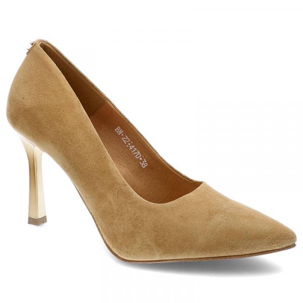 Beżowe Czółenka Karino Eleganckie Skórzane Buty