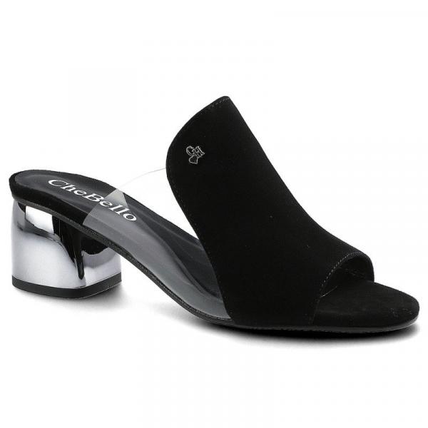 Czarne Klapki Chebello Damskie Eleganckie Buty