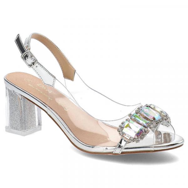 Srebrne Sandały S.Barski Eleganckie Buty Na Słupku