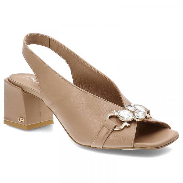 Beżowe Sandały Chebello Eleganckie Skórzane Buty