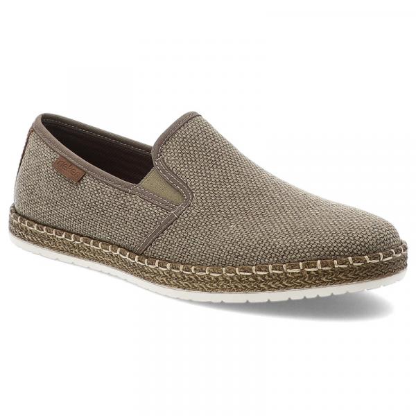 Beżowe Espadryle Rieker Eleganckie Wsuwane Obuwie Męskie