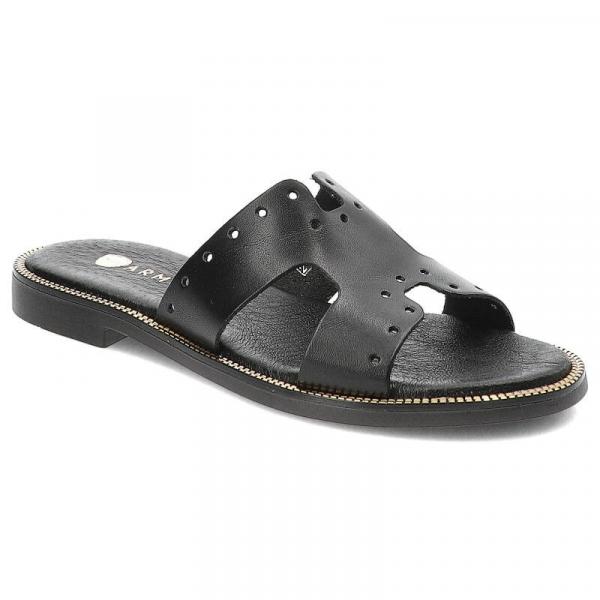 Czarne Klapki Armodo Modne Buty Damskie