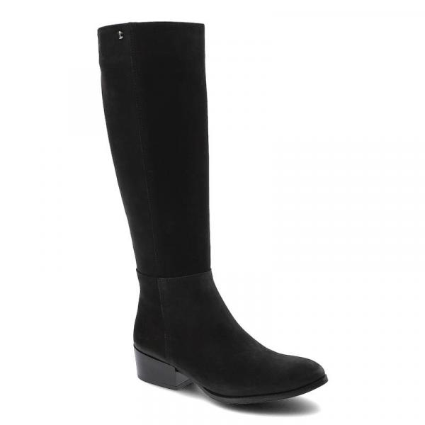 Czarne Kozaki Gamis Damskie Modne Skórzane Buty