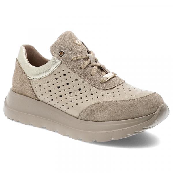 Beżowe Sneakersy Armodo Modne Skórzane Obuwie Damskie
