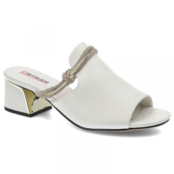 Białe Klapki Artiker Eleganckie Buty Na Obcasie