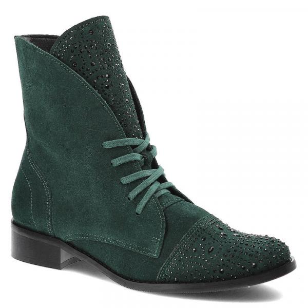 Zielone Botki Exquisite Damskie Stylowe Obuwie