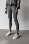 Legginsy damskie z prążkowanej dzianiny w kolorze DEEP GREY MELANGE- HIPS-S